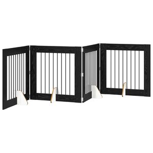 vidaXL Porte de chien pliable avec supports 4 pcs Ch&ecirc;ne noir 321 cm