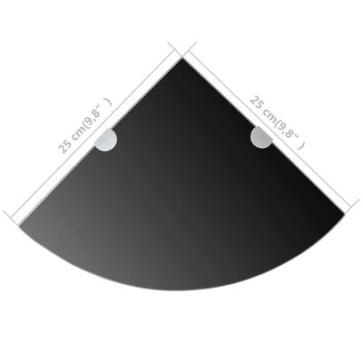 vidaXL Étagère de coin avec supports chromés Verre Noir 25 x 25 cm