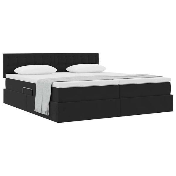 vidaXL Lit de Rangement avec matelas avec t&ecirc;te de lit Noir 90 x 200 cm