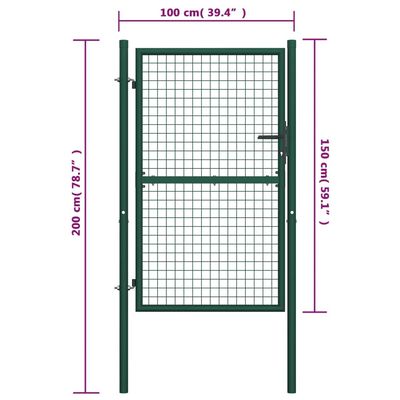 vidaXL Portail de clôture acier 100x150 cm vert