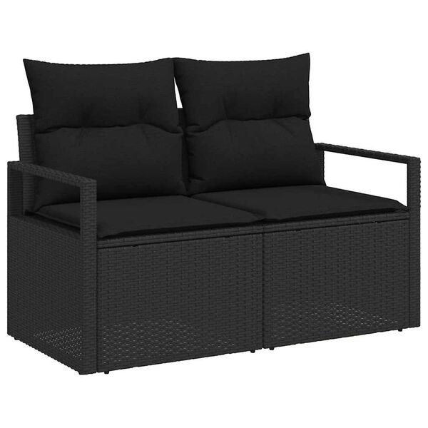 vidaXL Ensemble de canap&eacute; de jardin avec coussin 9 pcs Noir et Marron