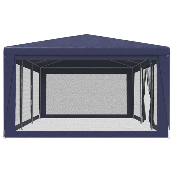 vidaXL Tente de f&ecirc;te avec 8 parois lat&eacute;rales en maille Bleu 9x4 m PEHD