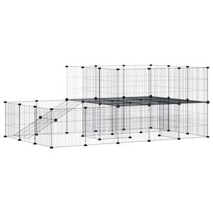 vidaXL Cage animaux de compagnie &agrave; 44 panneaux et porte Noir 35x35 cm