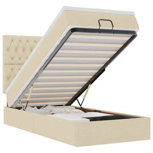 vidaXL Cadre de lit ottoman avec matelas cr&egrave;me 100x200cm tissu