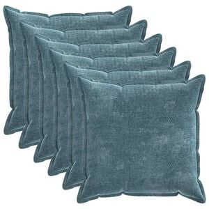 vidaXL Housse de coussin 6 pcs HOUTEN Bleu 55 x 55 cm Tissu Chenille