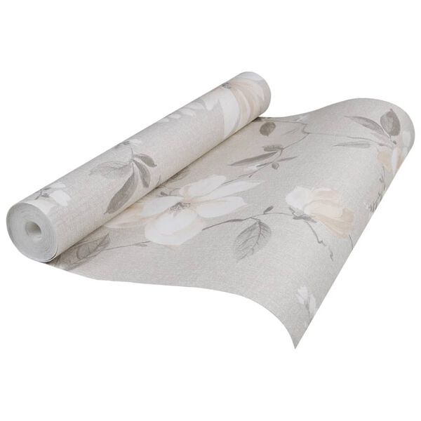 vidaXL Papier peint 3D motif de fleur gris 10x0,53 m non tiss&eacute;