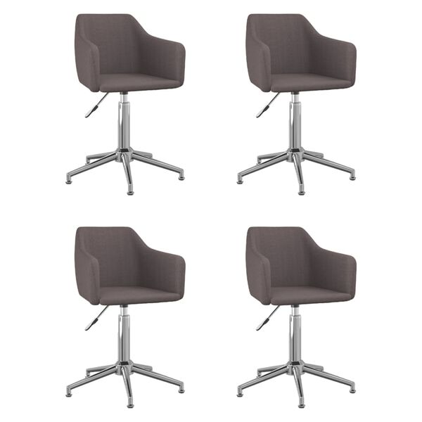 vidaXL Chaises pivotantes &agrave; manger lot de 4 taupe tissu