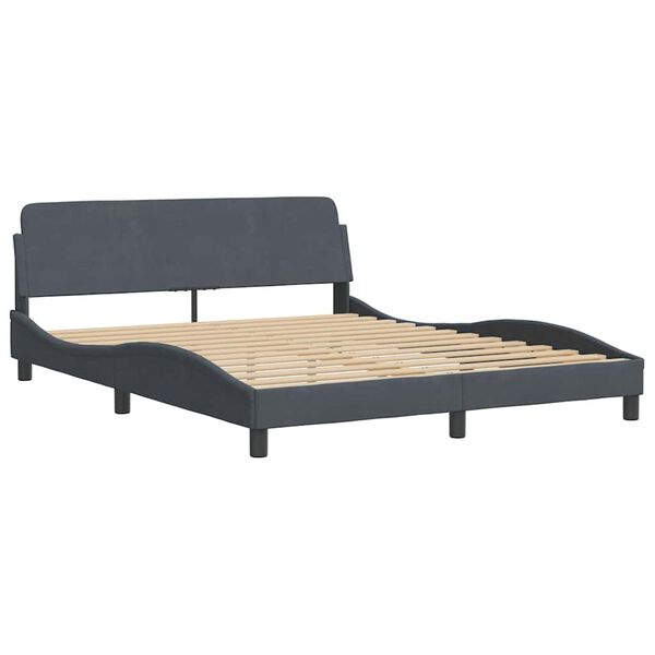 vidaXL Cadre de lit sans matelas gris fonc&eacute; 160x200 cm velours