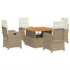 vidaXL Ensemble &agrave; manger de jardin avec coussins 5pcs Beige poly rotin