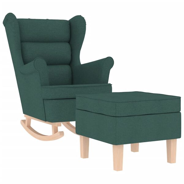 vidaXL Chaise à bascule avec repose-pied Vert foncé Tissu