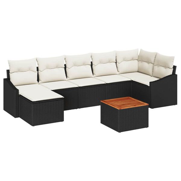 vidaXL Ensemble de canapé de jardin 8 pcs Noir et blanc
