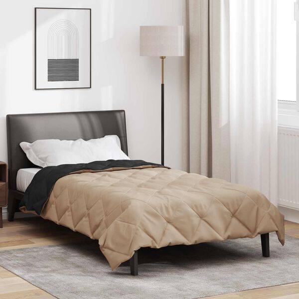 vidaXL Duvet d'&eacute;t&eacute; simple Noir et Taupe 200 x 140 cm Microfibre