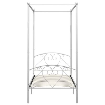 vidaXL Cadre de lit à baldaquin Blanc Métal 90 x 200 cm