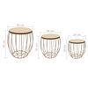vidaXL Ensemble de table basse Contreplaqu&eacute; de peuplier Fer 3 pcs