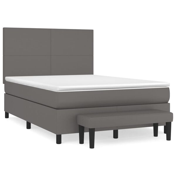 vidaXL Sommier &agrave; lattes de lit avec matelas Gris 140x200 cm Similicuir