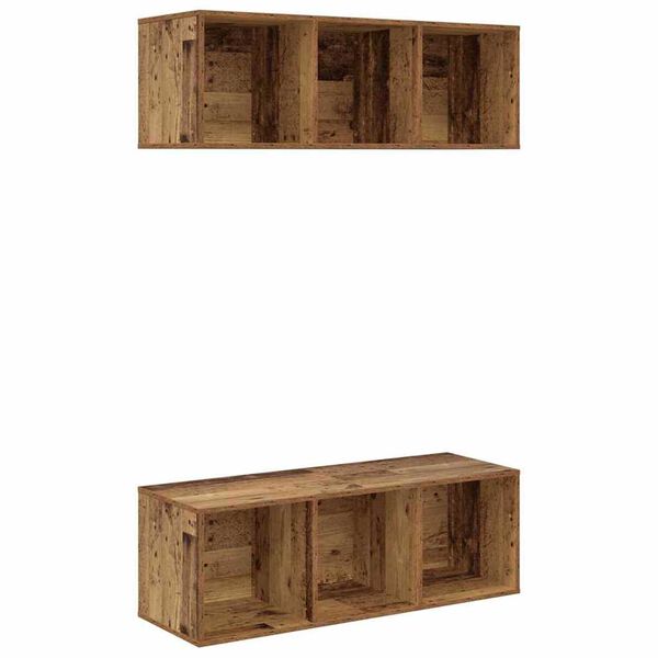 vidaXL Ensemble meuble TV 2 pcs Bois Ancien 37 x 37 x 107 cm