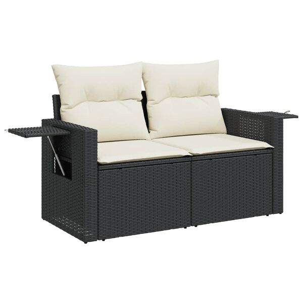 vidaXL Salon de jardin 5 pcs avec coussins noir r&eacute;sine tress&eacute;e