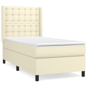 vidaXL Sommier &agrave; lattes de lit avec matelas Cr&egrave;me 100x200cm Similicuir