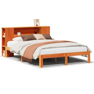 vidaXL Lit biblioth&egrave;que sans matelas cire marron 140x200 cm pin massif