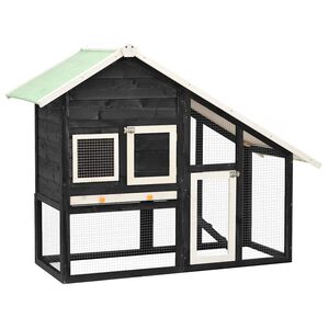 vidaXL Clapier Gris et blanc 140x63x120 cm Bois de sapin massif