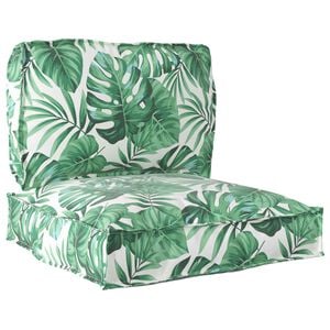 vidaXL Set de coussins de palette Tissu Oxford Motif Feuille Verte