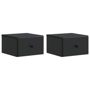 vidaXL Cabinet de chevet mural 2 pcs Noir 34,5 x 33 x 20 cm