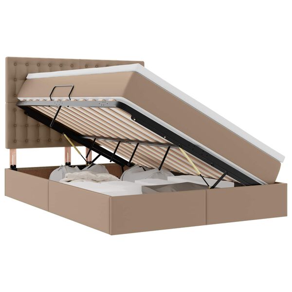 vidaXL Lit avec rangement et LED avec matelas Cappuccino 140 x 200 cm