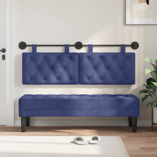 vidaXL T&ecirc;te de lit suspendue Bleu police 150 x 55 x 7 cm Velours
