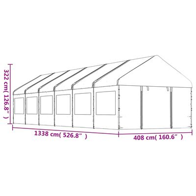 vidaXL Belvédère avec toit blanc 13,38x4,08x3,22 m polyéthylène