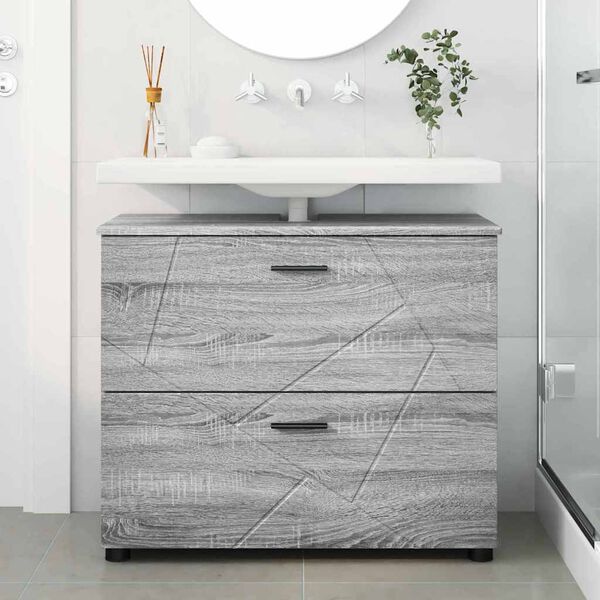 vidaXL Cabinet de salle de bain Gris Sonoma 76,5 x 35 x 64 cm
