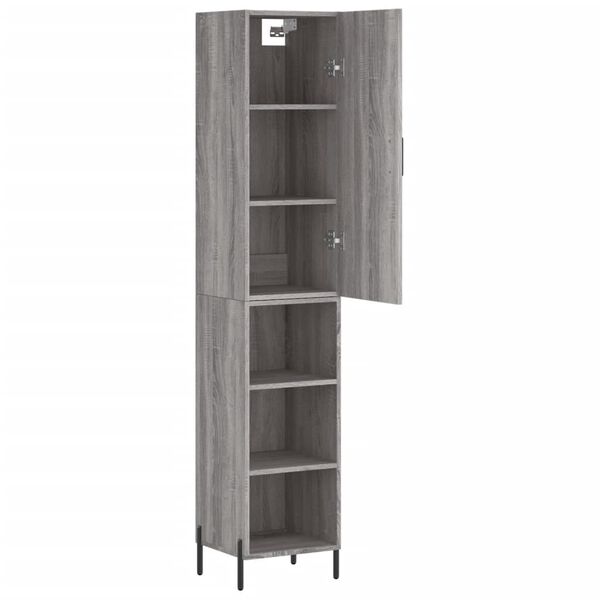 vidaXL Buffet haut Sonoma gris 34,5x34x180 cm Bois d'ing&eacute;nierie