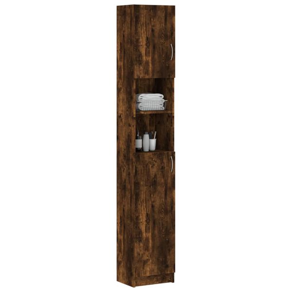 vidaXL Armoire de bain Chêne fumé 32x25,5x190 cm Bois d'ingénierie