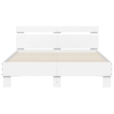 vidaXL Cadre de lit avec tête de lit blanc 135x190cm bois d'ingénierie
