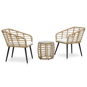 vidaXL Ensemble de bistro 3 pcs R&eacute;sine tress&eacute;e Ch&ecirc;ne