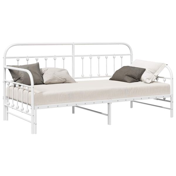 vidaXL Cadre de lit de jour Blanc 90 x 190 cm Acier enduit de poudre