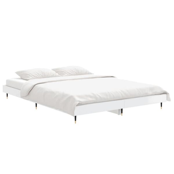 vidaXL Cadre de lit sans matelas blanc brillant 140x190 cm