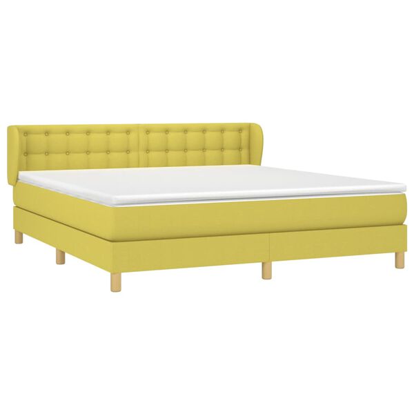 vidaXL Sommier &agrave; lattes de lit avec matelas Vert 180x200 cm Tissu