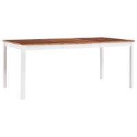 vidaXL Table de salle à manger Blanc et marron 180 x 90 x 73 cm Pin