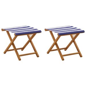 vidaXL Chaise Longue 2 pc Bois d'eucalyptus massif Bleu et Blanc