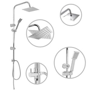 vidaXL Ensemble de douche &agrave; deux t&ecirc;tes avec douchette Acier inoxydable