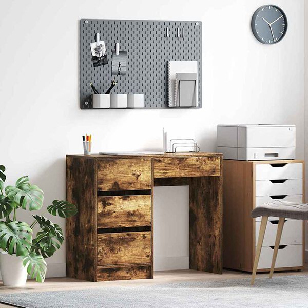 vidaXL Bureau Ch&ecirc;ne fum&eacute; 90 x 37,5 x 75 cm Bois d'ing&eacute;nierie