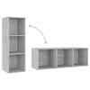 vidaXL Meubles TV 2 pcs Gris béton 107x35x37 cm Bois d'ingénierie