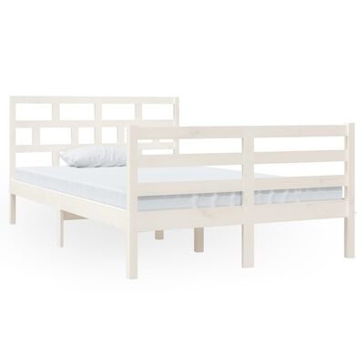 vidaXL Cadre de lit Blanc 120x190 cm Petit double Bois massif