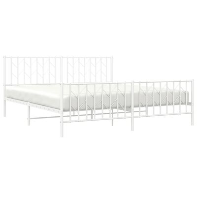 vidaXL Cadre de lit métal sans matelas et pied de lit blanc 183x213 cm