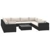 vidaXL Salon de jardin 9 pcs avec coussins R&eacute;sine tress&eacute;e Noir