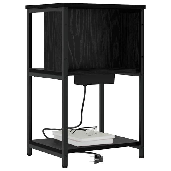 vidaXL Cabinet de chevet Ch&ecirc;ne noir 38 x 31 x 61 cm Bois d'ing&eacute;nierie