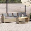 vidaXL Canap&eacute; de jardin avec coussins 5 places beige r&eacute;sine tress&eacute;e