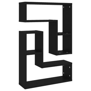 vidaXL &Eacute;tag&egrave;res murales 2 pcs noir 50x15x50 cm bois d'ing&eacute;nierie