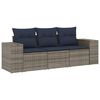 vidaXL Ensemble de canap&eacute; de jardin 3 pcs avec coussins gris r&eacute;sine tress&eacute;e