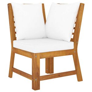 vidaXL Canap&eacute; d'angle sectionnel et coussin cr&egrave;me Bois d'acacia massif
